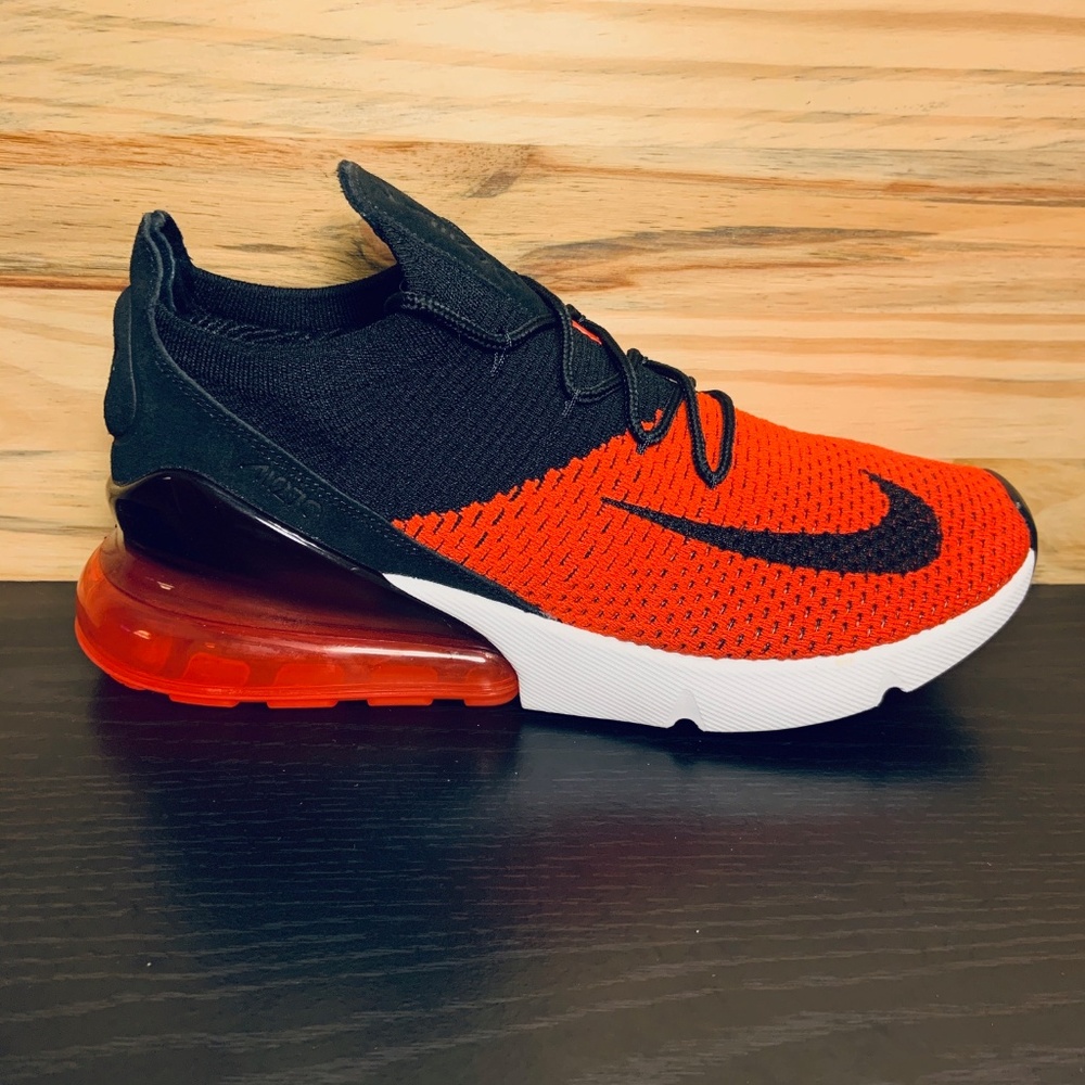New Nike Air Max 270 Flyknit Bred Chile Red Black - Picture 2 of 8